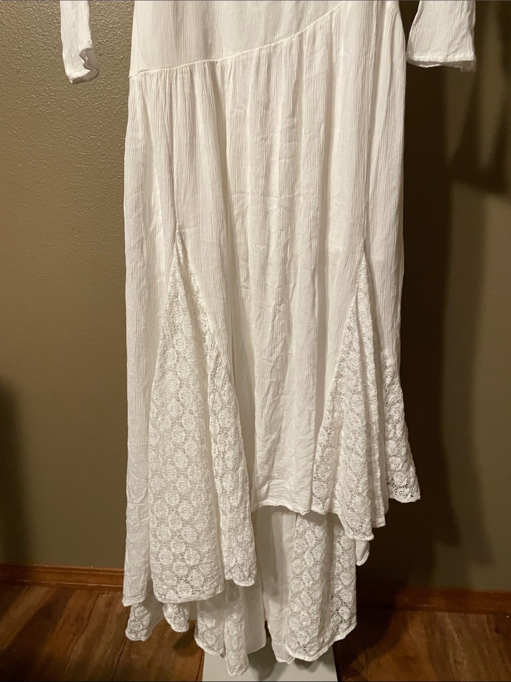 NWY Free People Ivory Open-Back Maxi Dress with Lace Panels - Picture 6 of 10